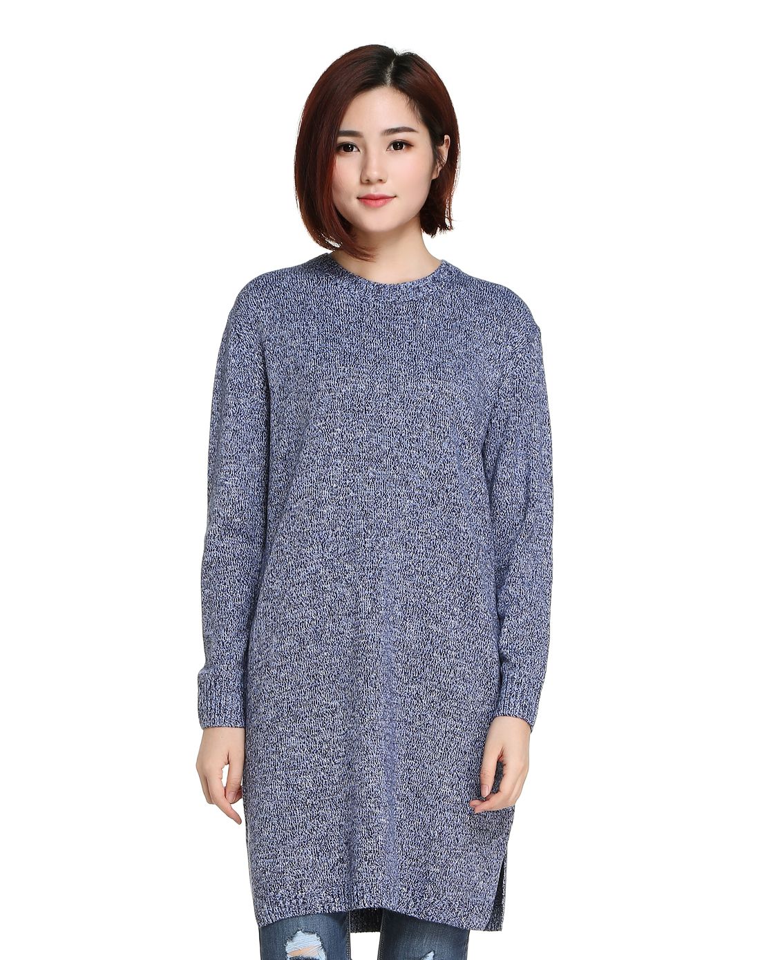 森马针织衫春秋装女士休闲圆领套头修身长款毛衫长袖线衫