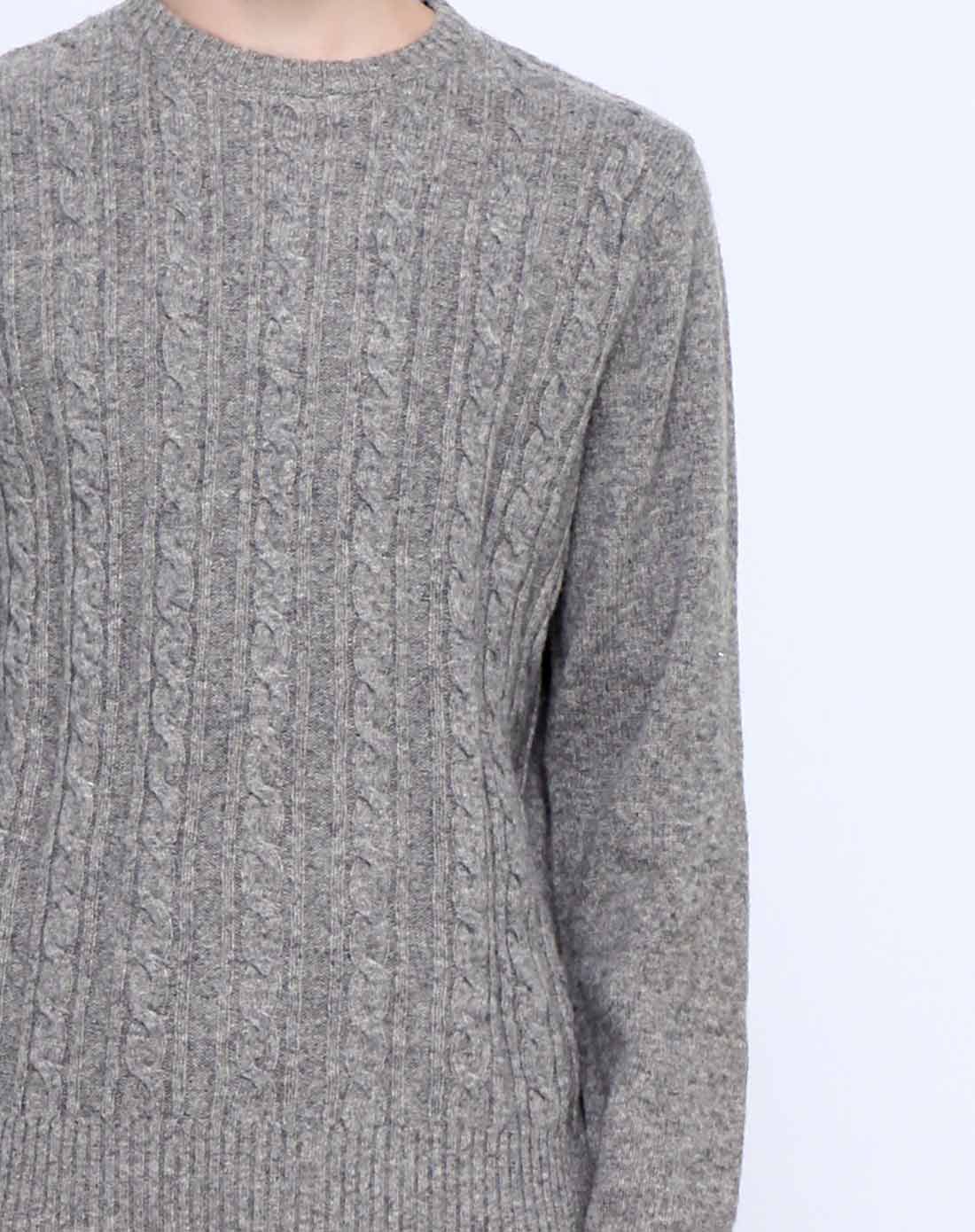 混灰色麻花套头线衣