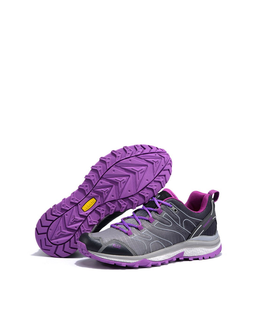舒适户外 女款浅灰/紫色徒步鞋