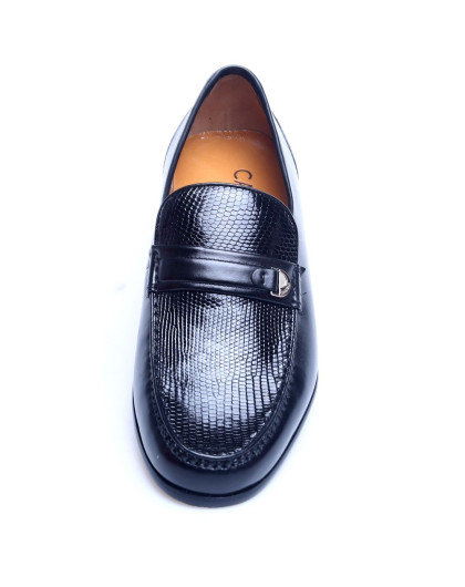 黑色蜥蜴皮商务行政单鞋