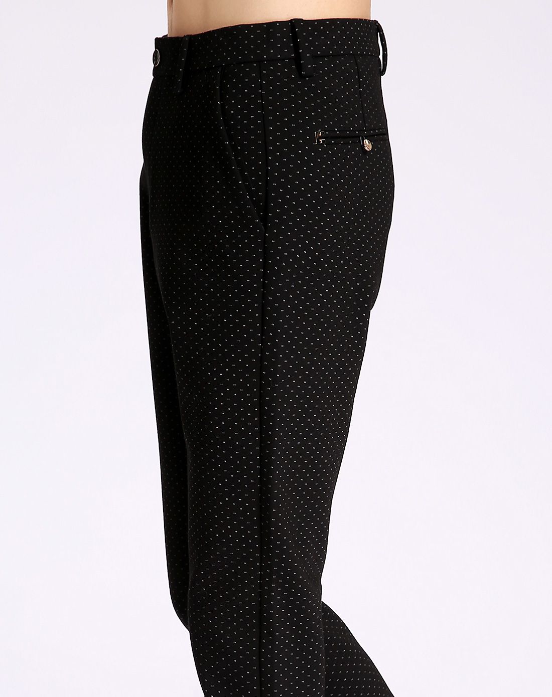 易诗顿eeiciiettod微弹撞色点纹修身休闲裤a3003163001_唯品会