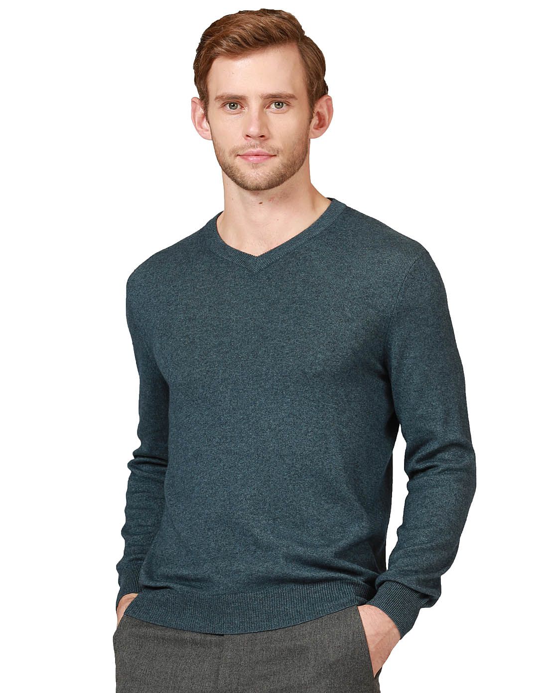 意大利loropiana孔雀蓝蚕丝混纺羊绒衫