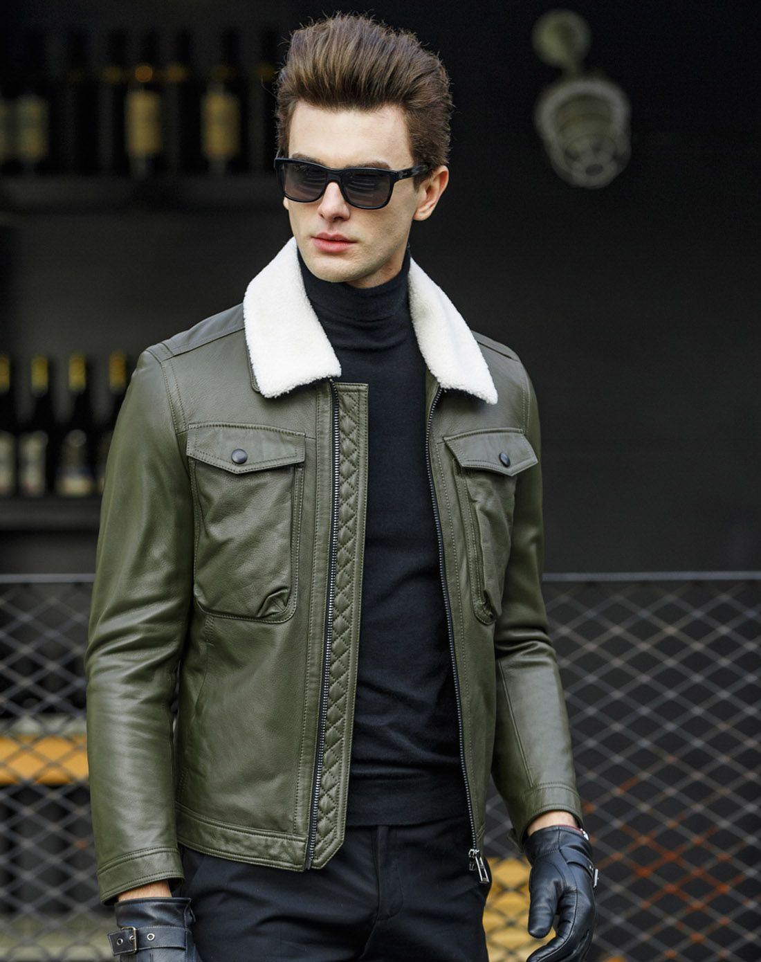 富铤fortei毛领时尚休闲真皮皮衣dy009086_唯品会