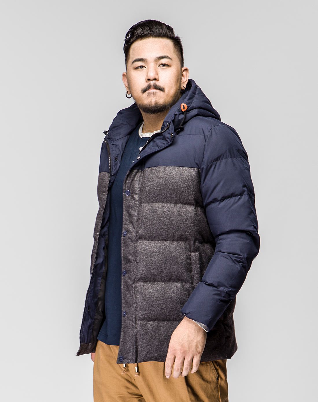 jsmix大码男装专场 北欧撞色连帽棉服 商品编码:x2225深花灰色 收藏