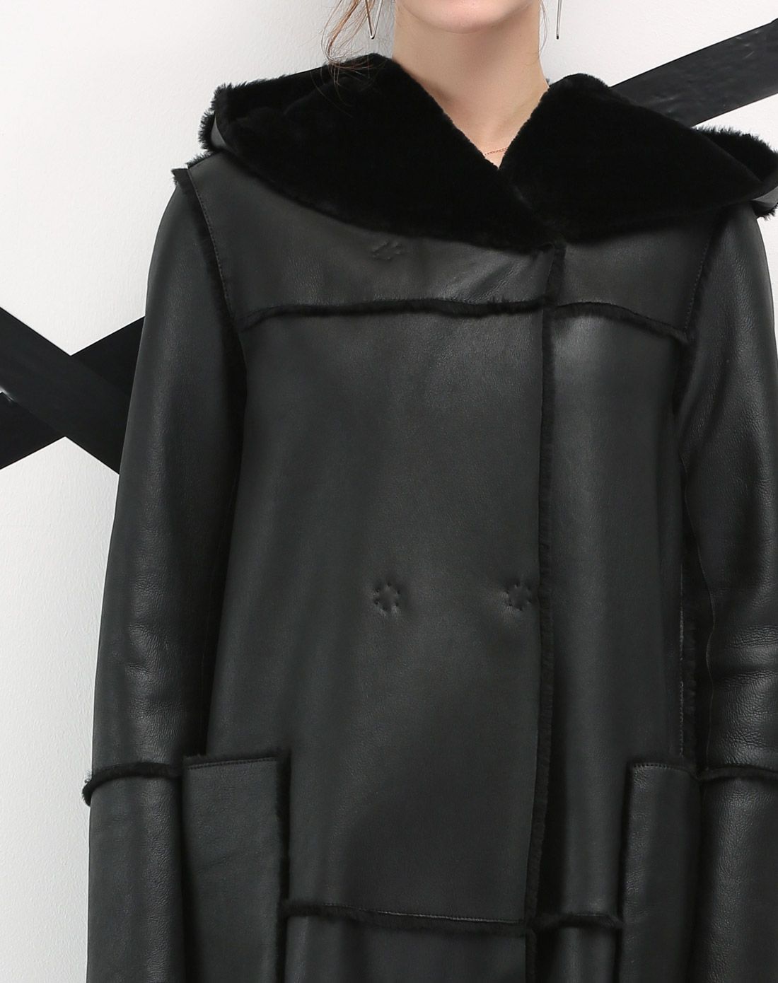 sovogue女士皮草专场带帽简约线条中长款皮毛一体s15w3a0772a23_唯品