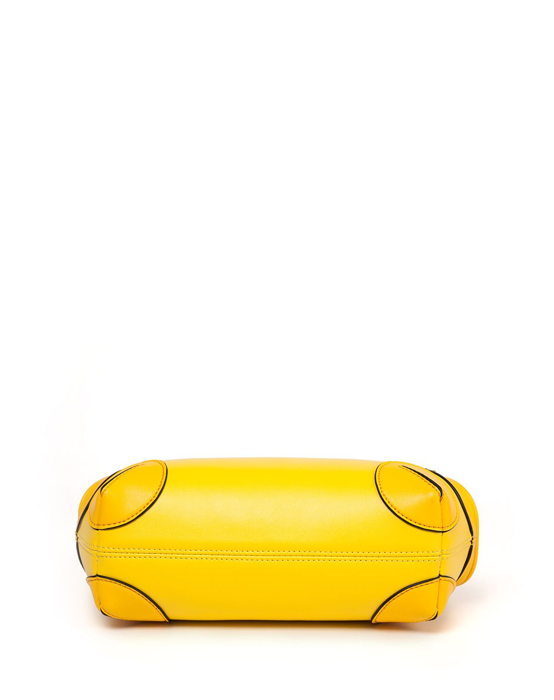 女士牛皮活力黄撞色单肩斜挎女包