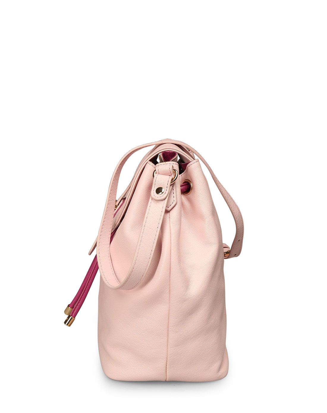 comico高美高粉红色撞色斜跨水桶包女包c5110