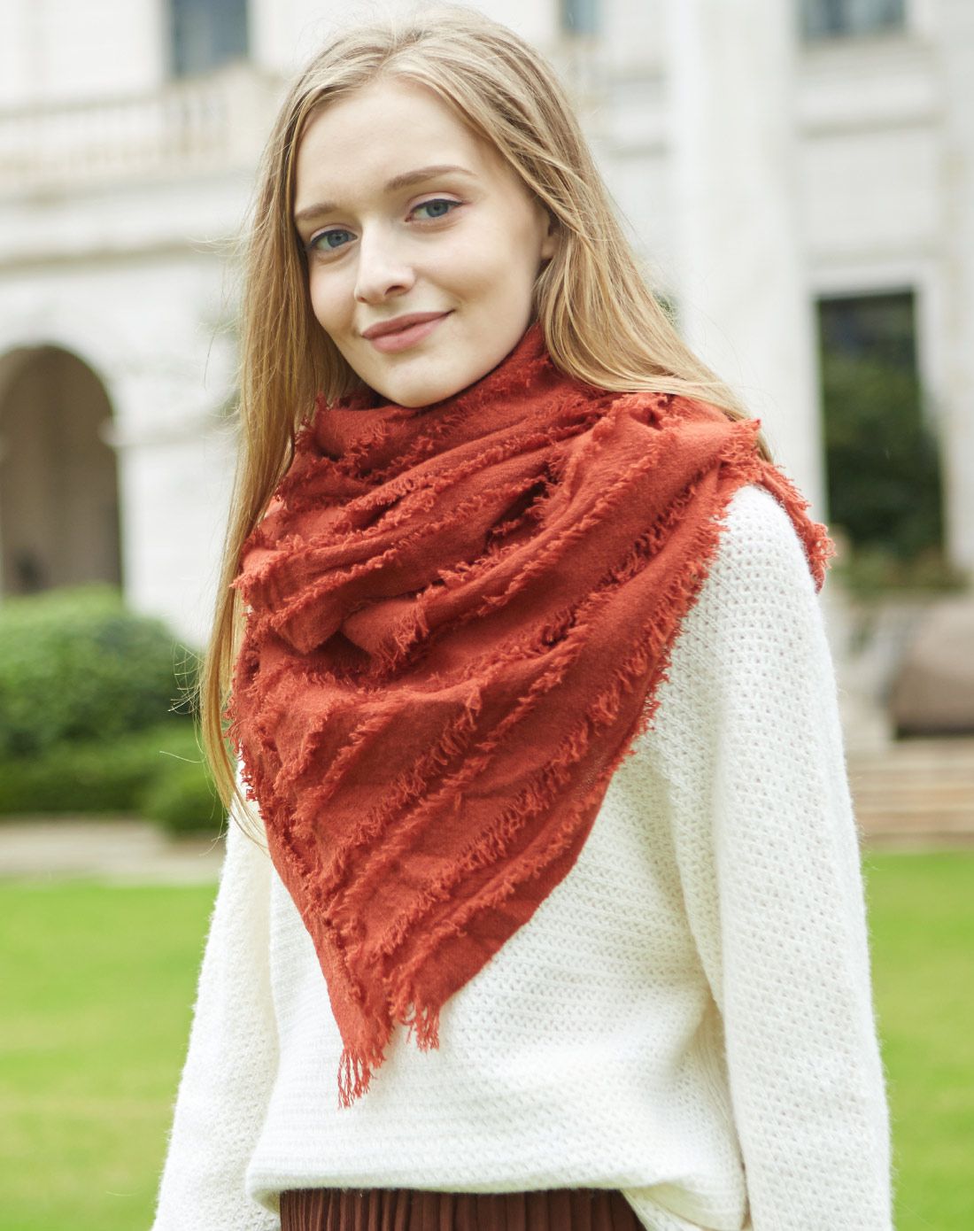 时尚个性长须羊毛围巾