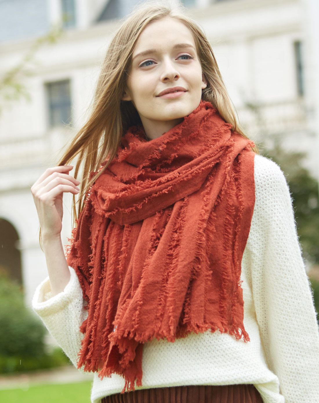 时尚个性长须羊毛围巾