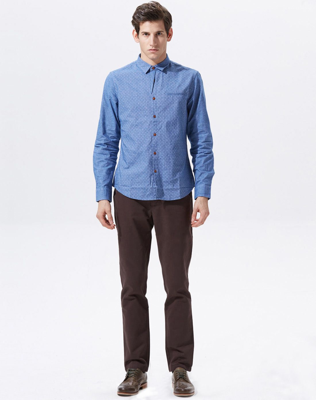 男装波点衬衫牛津蓝