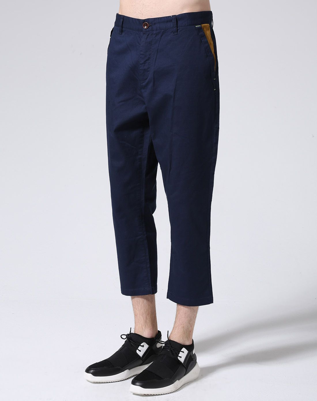 男装插袋撞色休闲八分裤宝蓝