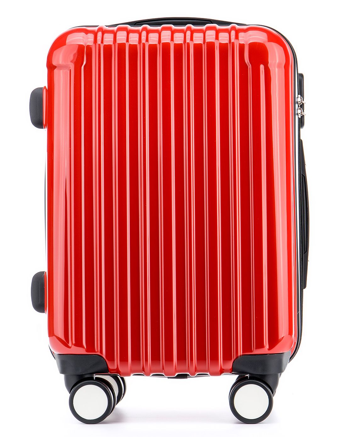 简约设计镜面条纹万向轮旅行箱20寸红色