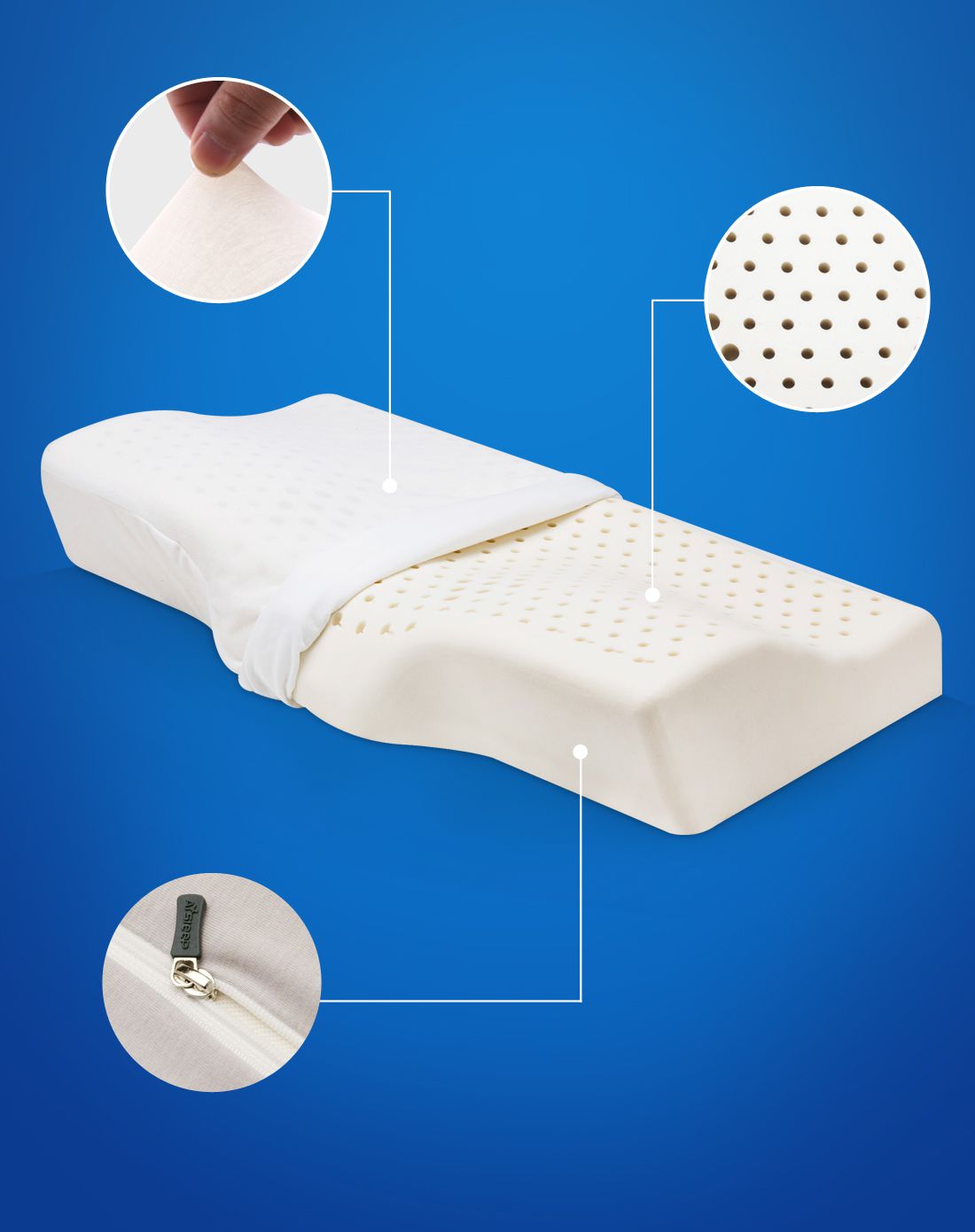 米色盈动蝶形颈椎乳胶枕