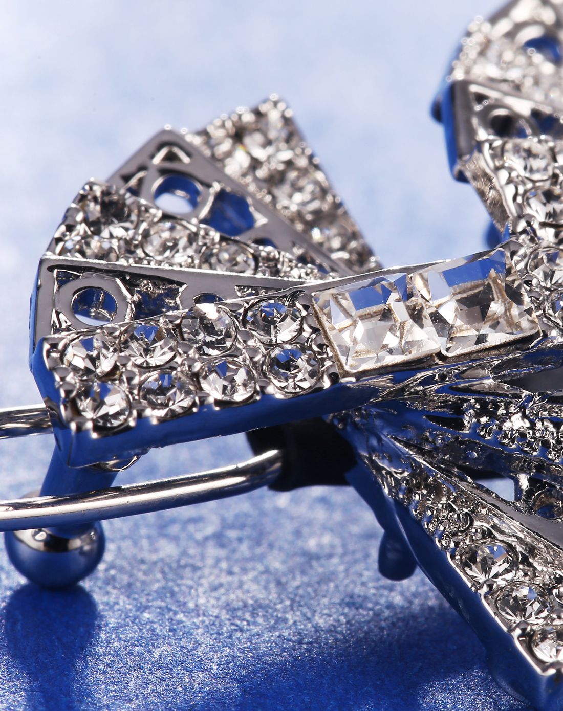 流行美binf 唯美时尚双蝴蝶结水晶边夹