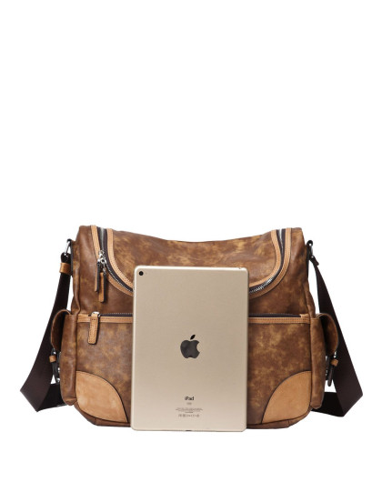 texwood箱包专场 织物时尚个性男单肩斜跨包咖啡色