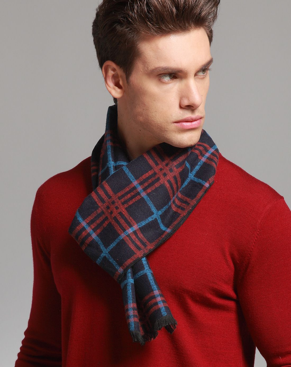 男士桑蚕丝混纺围巾