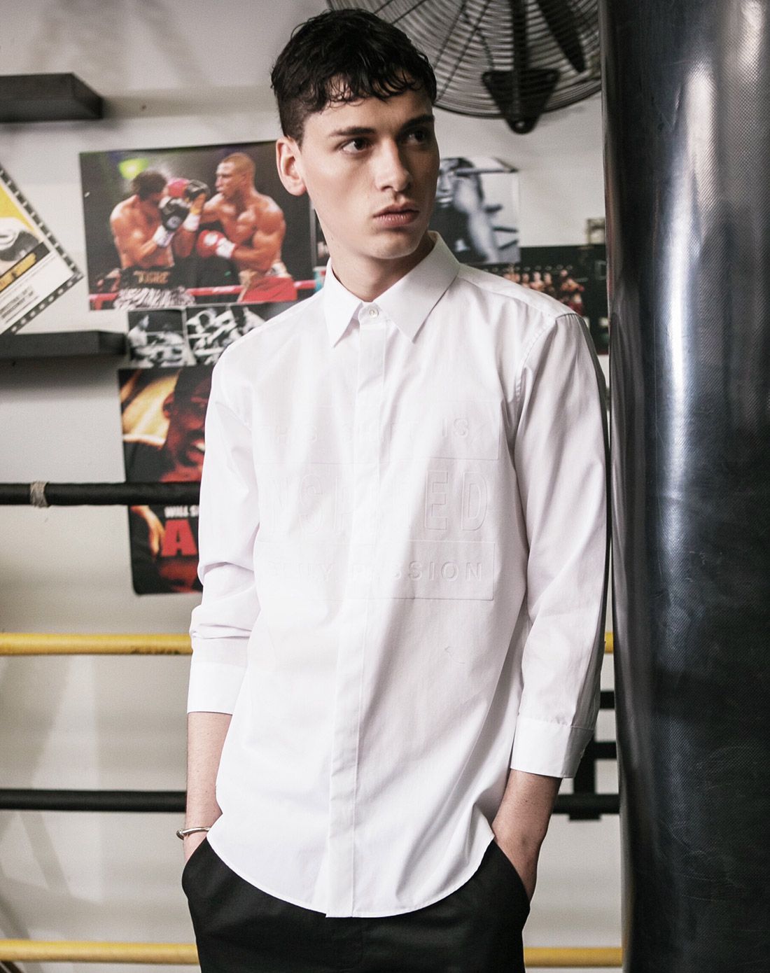 (特惠)白色 欧美简约七分袖衬衫