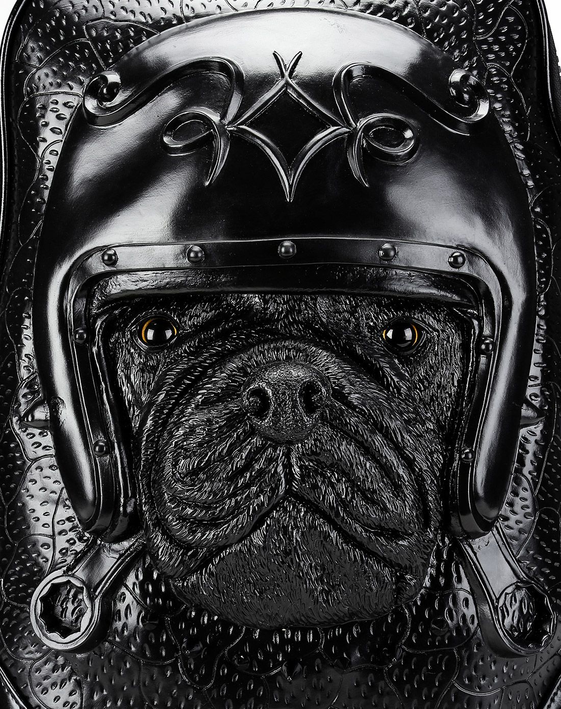 黑色牛皮个性狗头双肩包