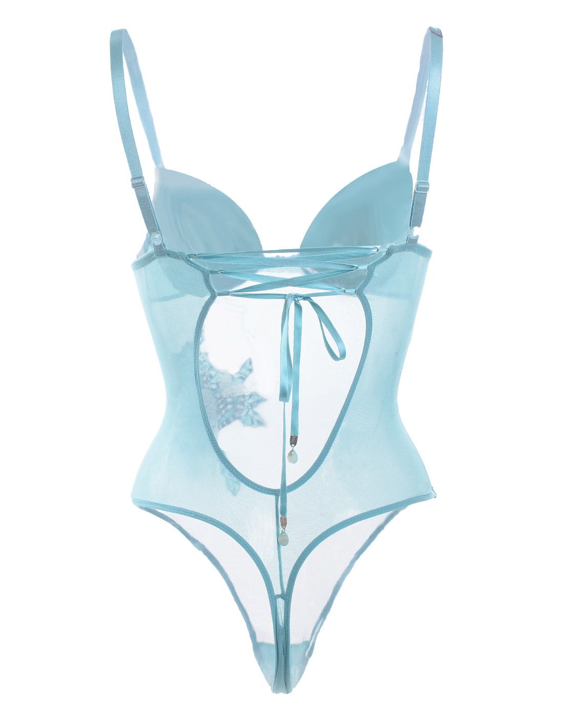 伊丝艾拉yiselle内衣专场蓝色空灵花语性感带文胸连体衣4109-81_唯品