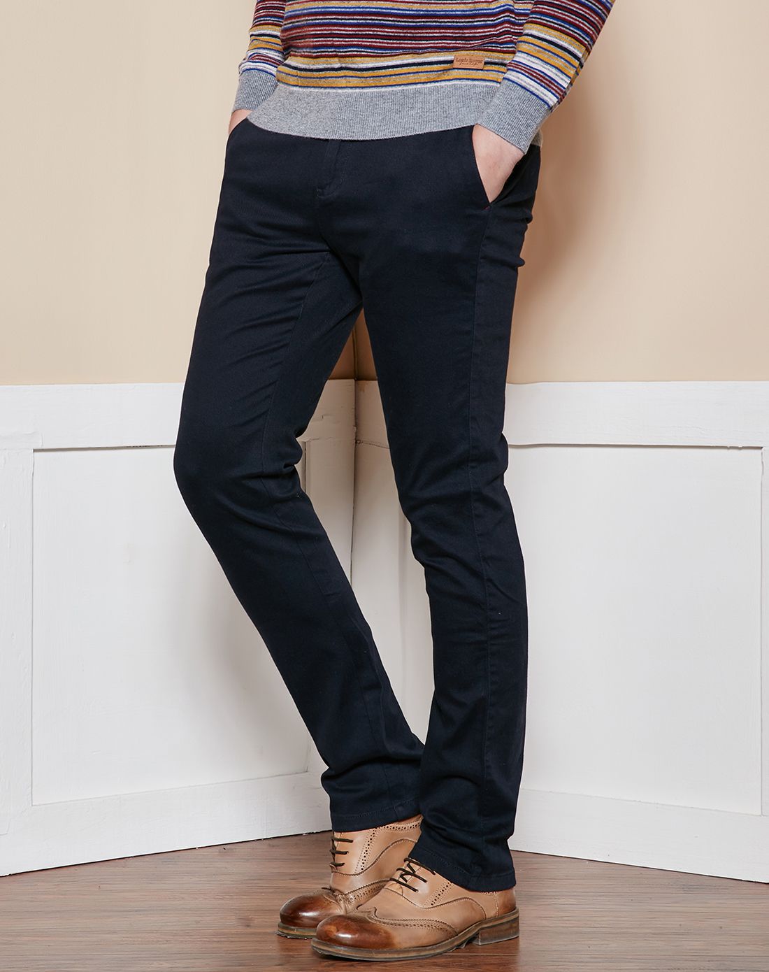 利蜂louis royer时尚深色男士百搭休闲长裤藏青色mf522302-31_唯品会