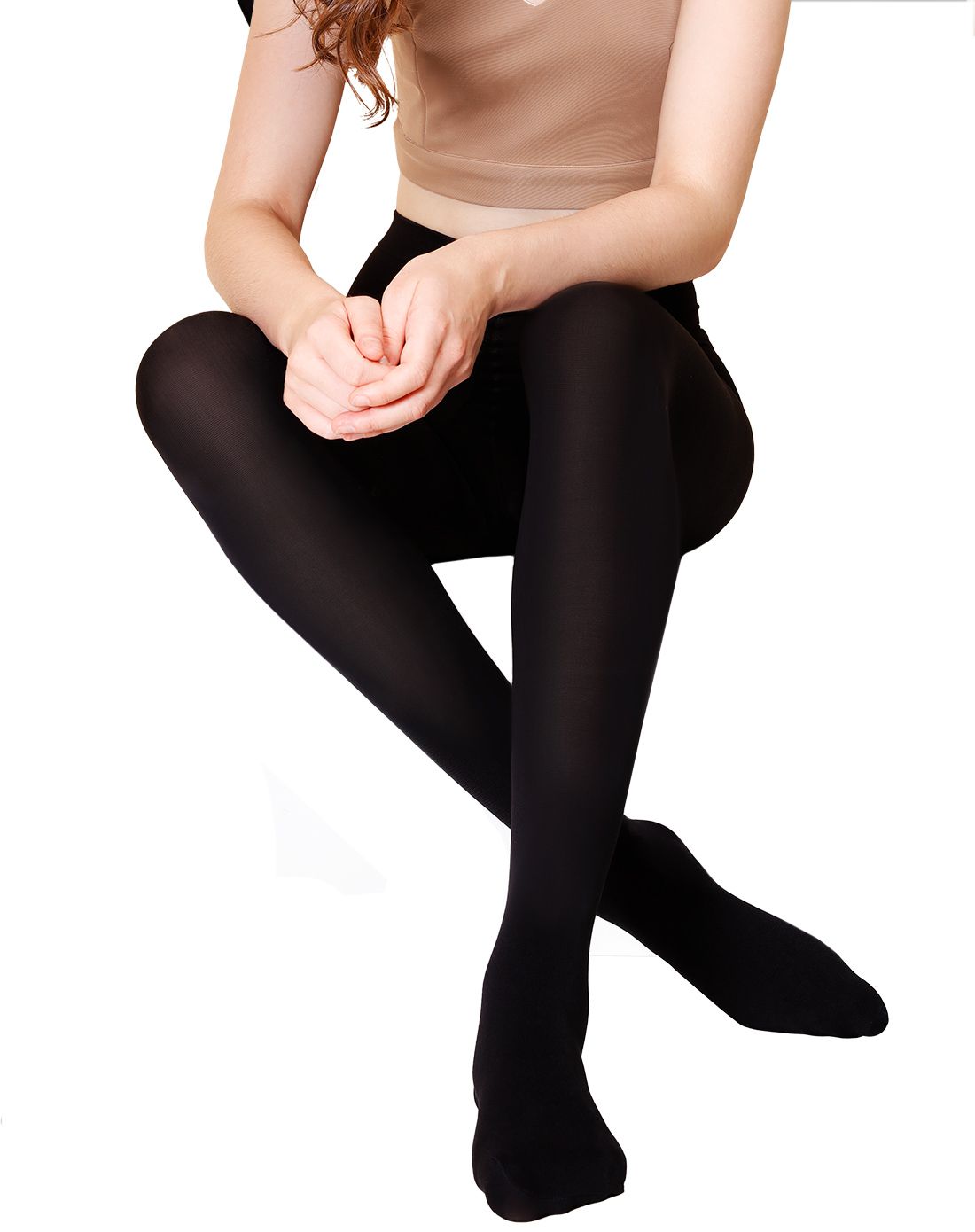 女士1280d天鹅绒(内翻绒)连裤袜黑色