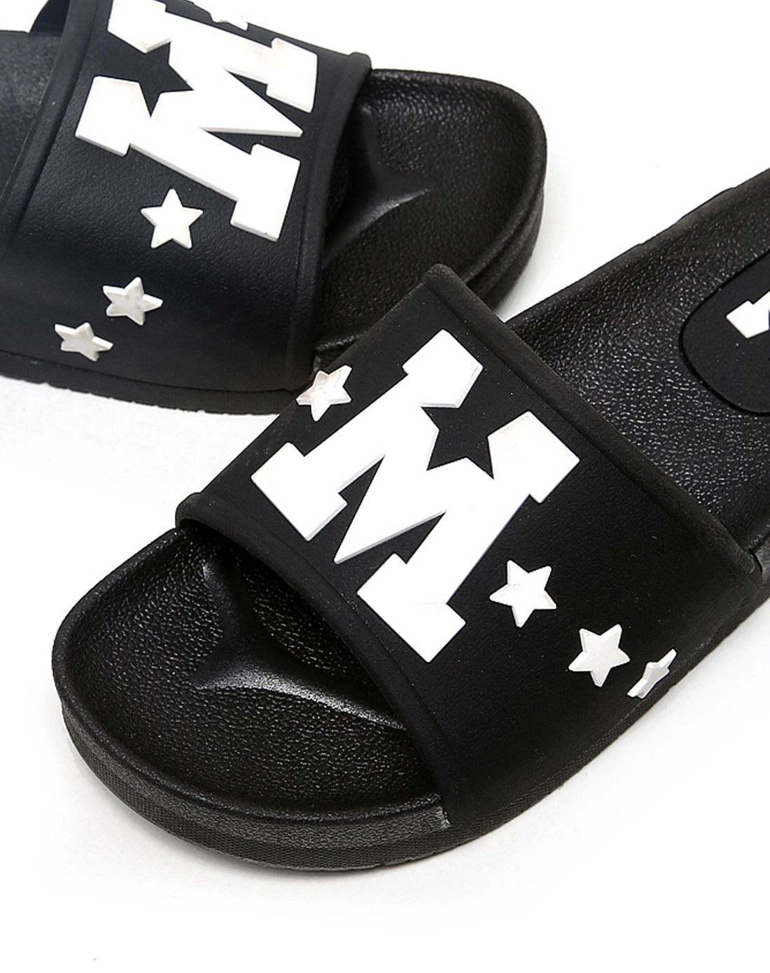 m字松糕鞋凉拖鞋(黑色)
