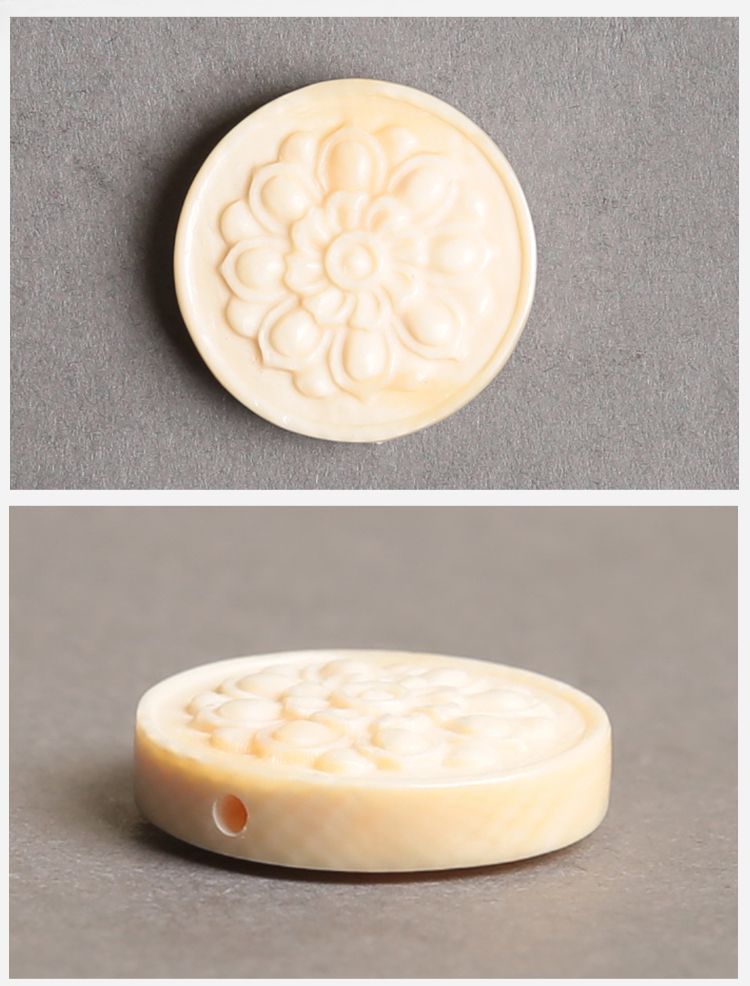 猛犸象牙藏传莲花背云文玩佛珠diy配件