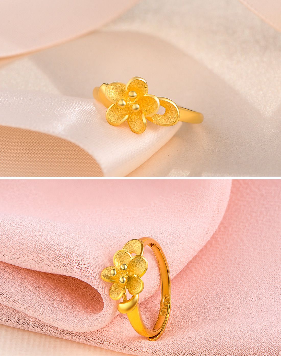 金至尊 足金紫金花花头戒指(计价)约3.07g