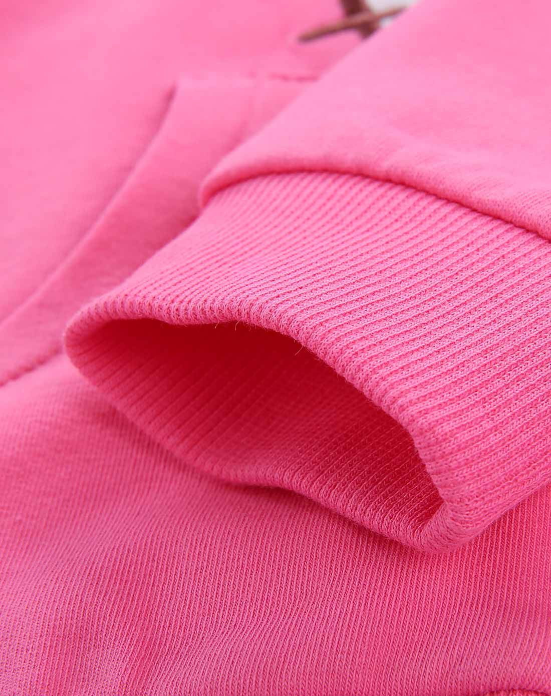 小小甜心连帽前开卫衣玫粉