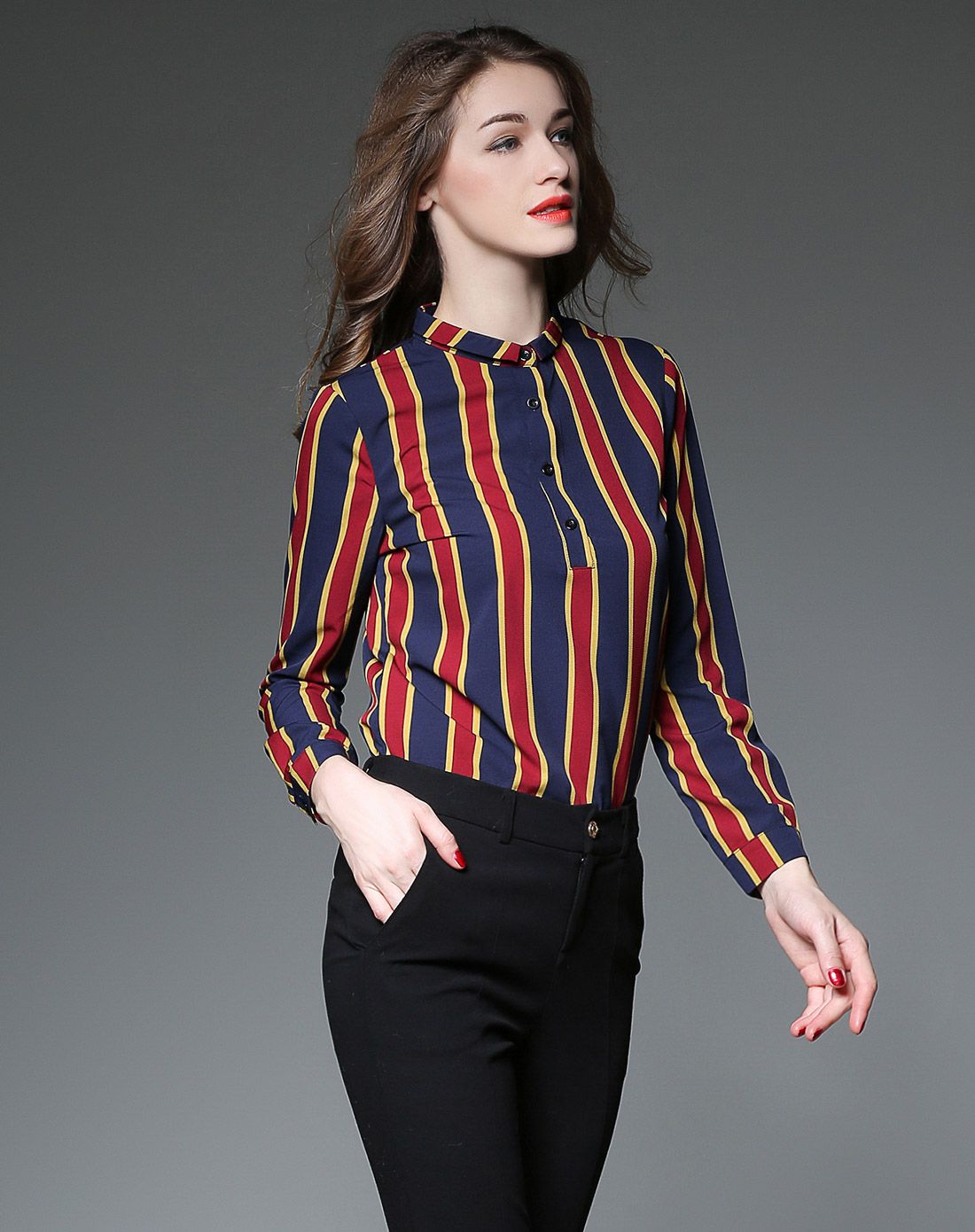 竖条纹百搭潮流上衣