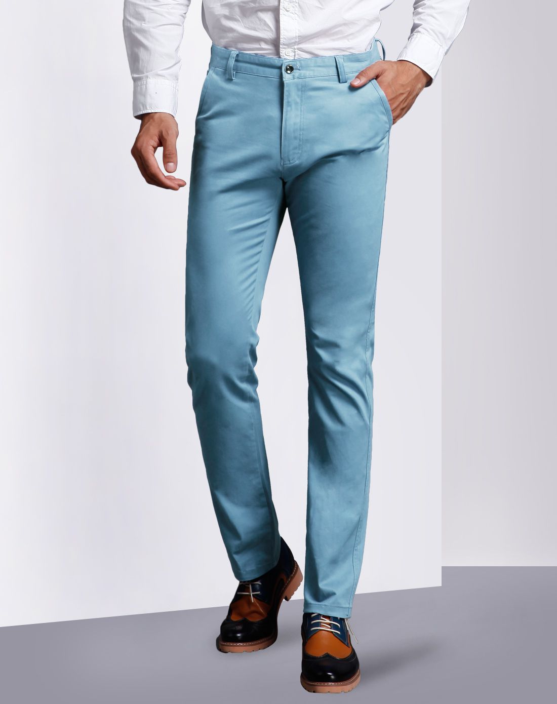 男款多色舒适弹力棉吸湿透气商务休闲裤藏蓝色