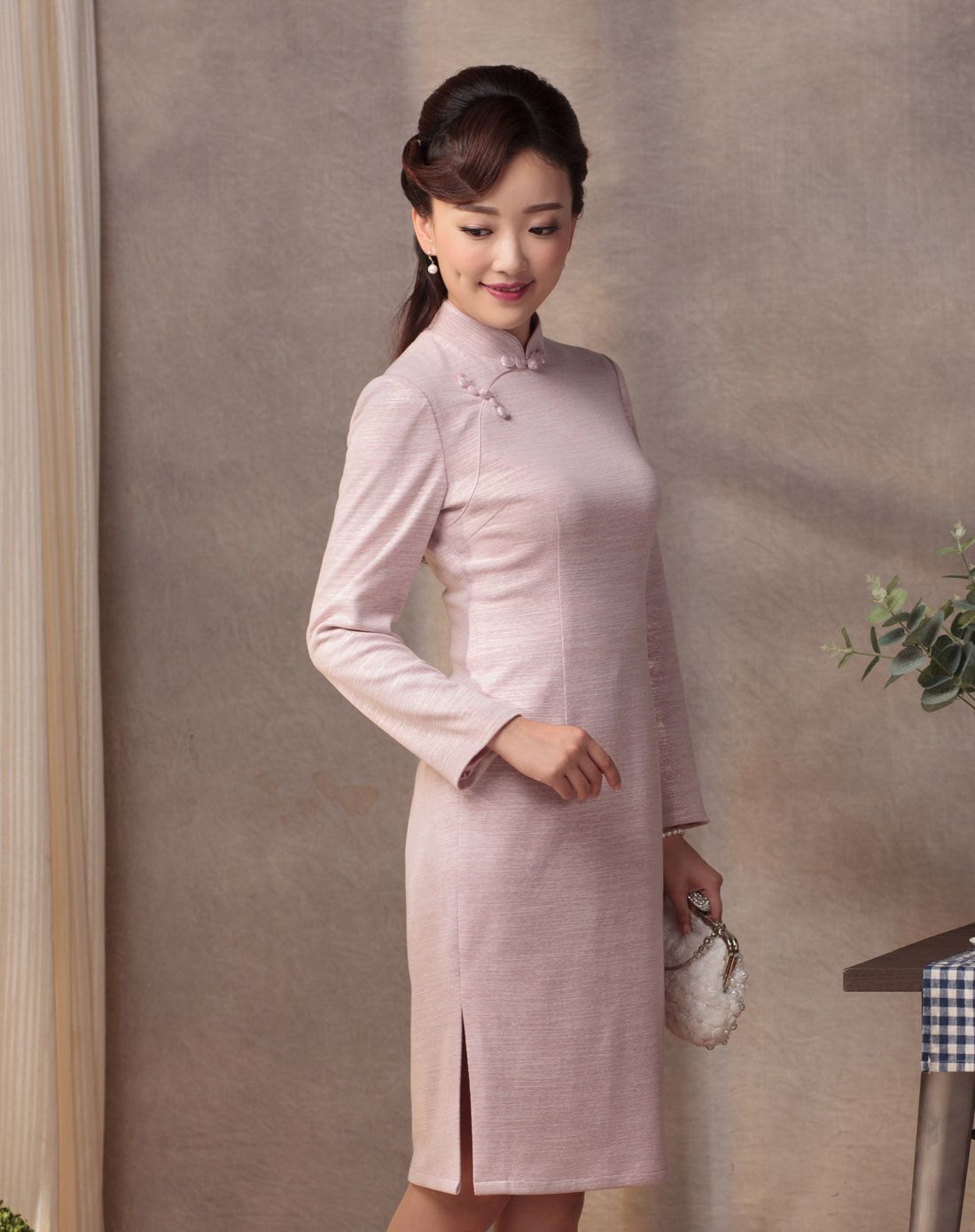 依米 长袖旗袍裙