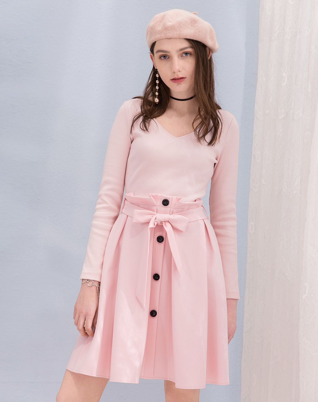 阿奇米朵arkmiido女装专场 x型拼接针织连衣裙