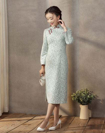 逸红颜e-beauty 秋意浓 添新"衣"女装专场 南烛 蕾丝中长款长袖修身