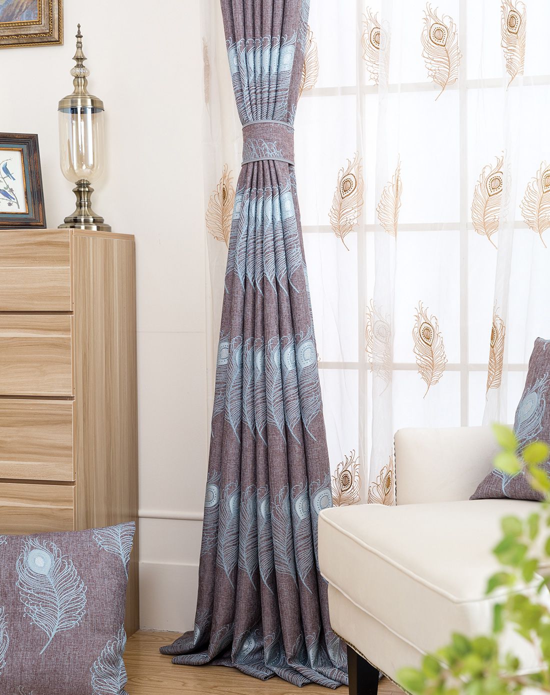 尊贵孔雀窗帘250x242cm两片