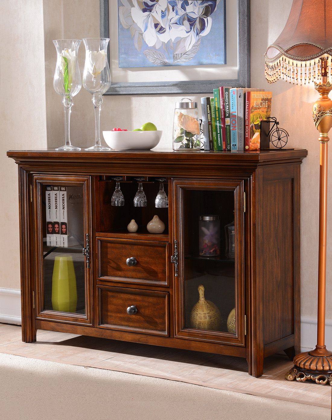 美式全实木餐边柜