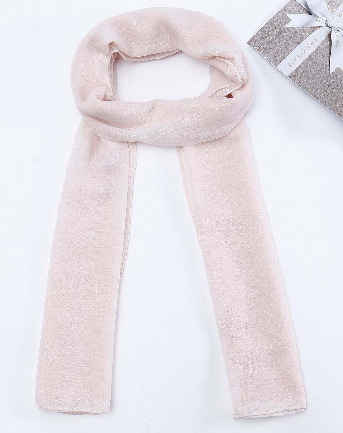 超薄戒指绒围巾粉白