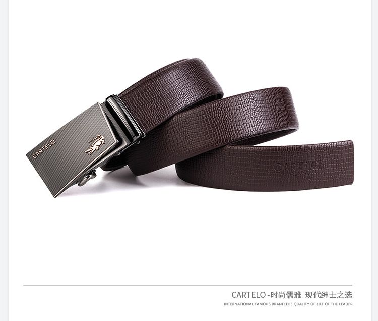 卡帝乐鳄鱼男款 时尚休闲 自动扣皮带