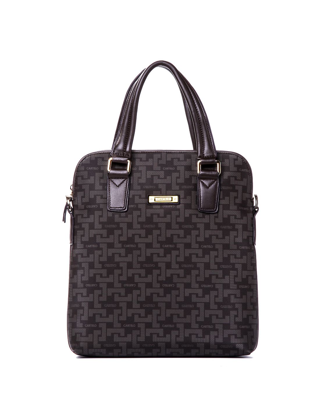 卡帝乐鳄鱼男款 时尚迷宫 日字公文包啡色