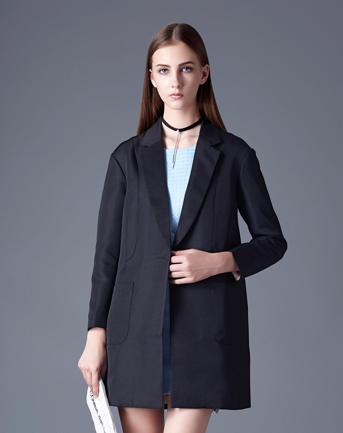 女装长款大衣午夜黑