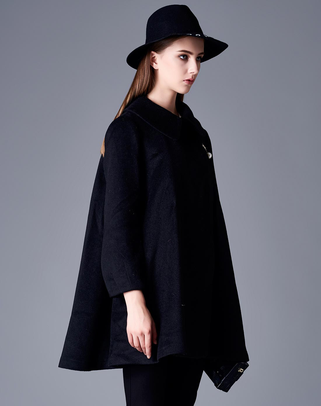 女装长款大衣午夜黑