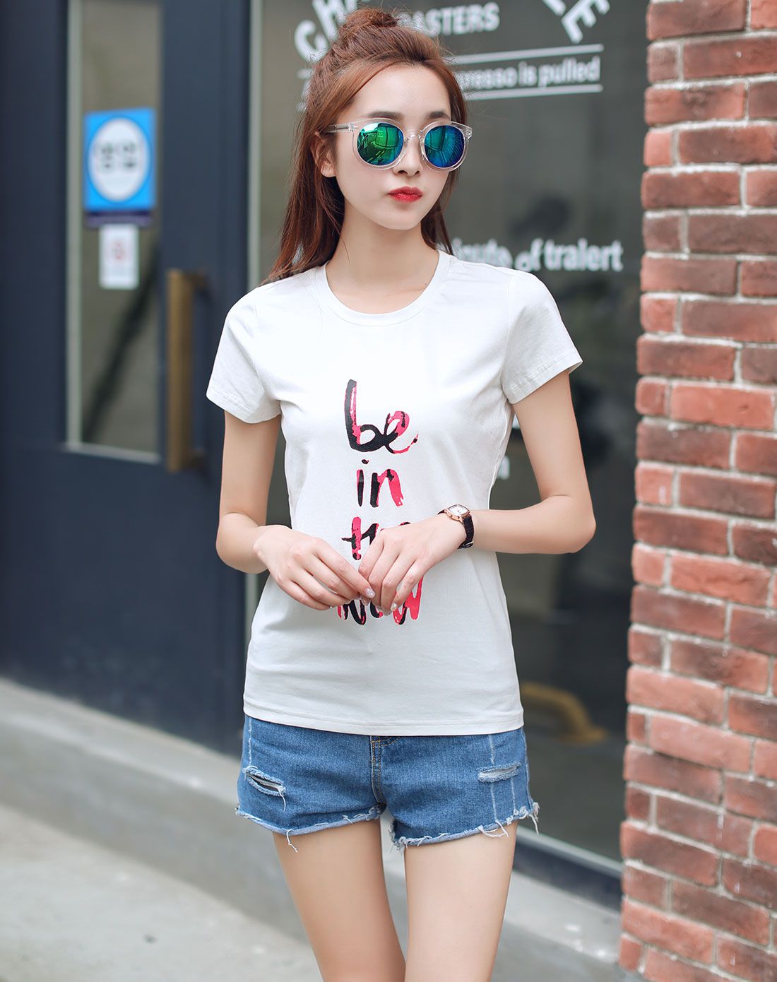 yzc女款字母印花短袖t恤黑色7x20340-550_唯品会