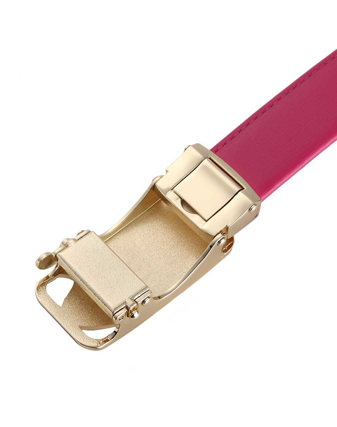 时尚自动扣牛皮女式腰带梅红