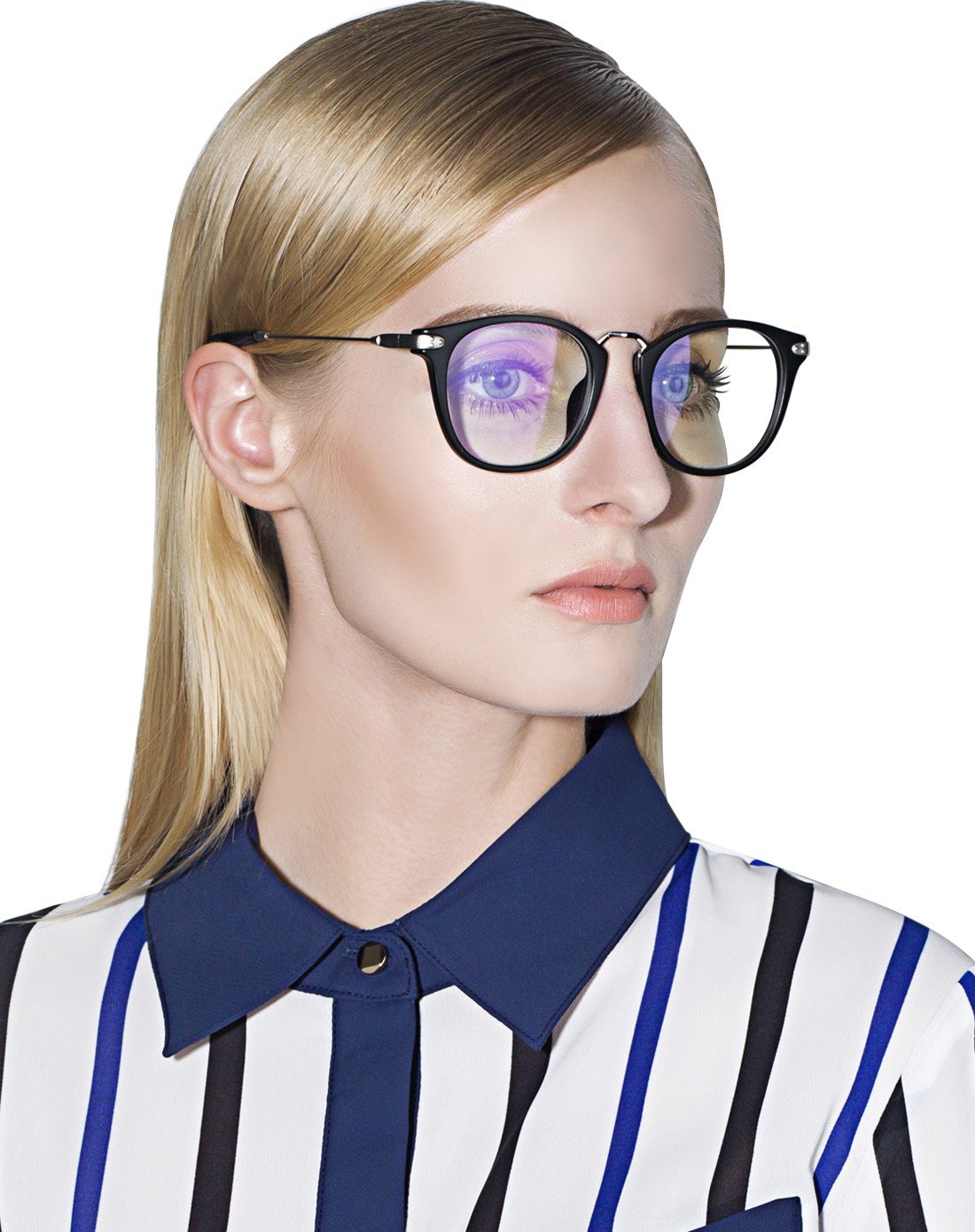 帕森 超轻tr90男女复古潮流眼镜架亮黑色