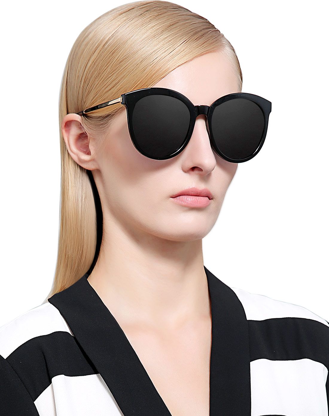 帕森【top人气】tr90大框炫彩偏光太阳镜透明框粉色片