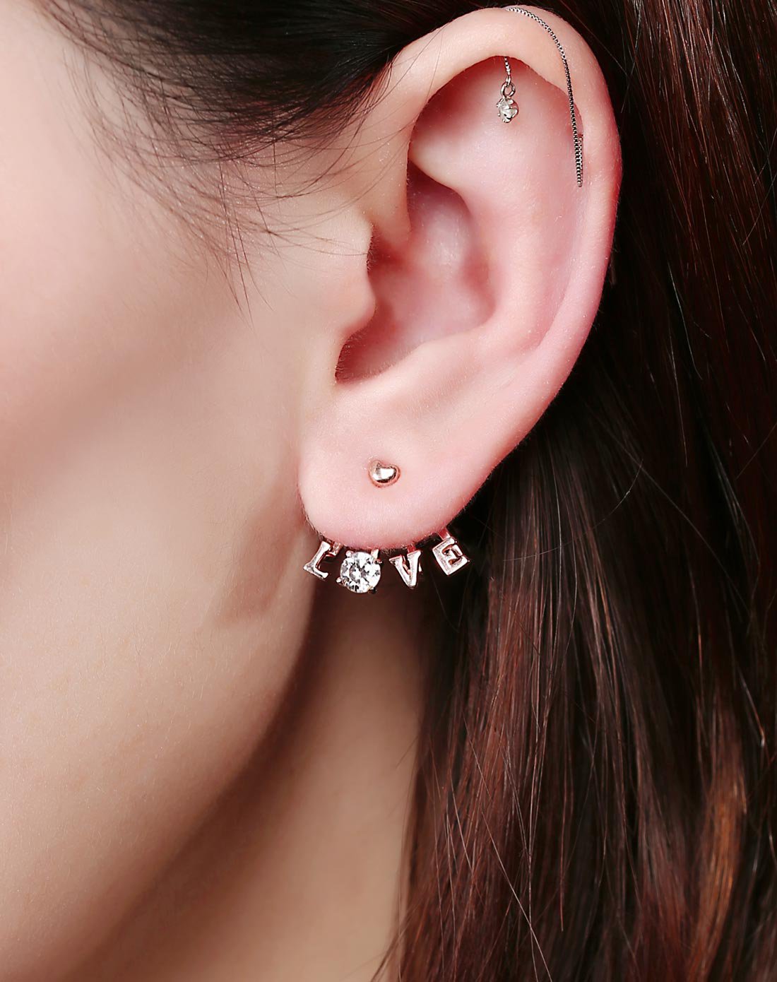 曼古银 【耳畔密语】s925银时尚单边耳环玫瑰金