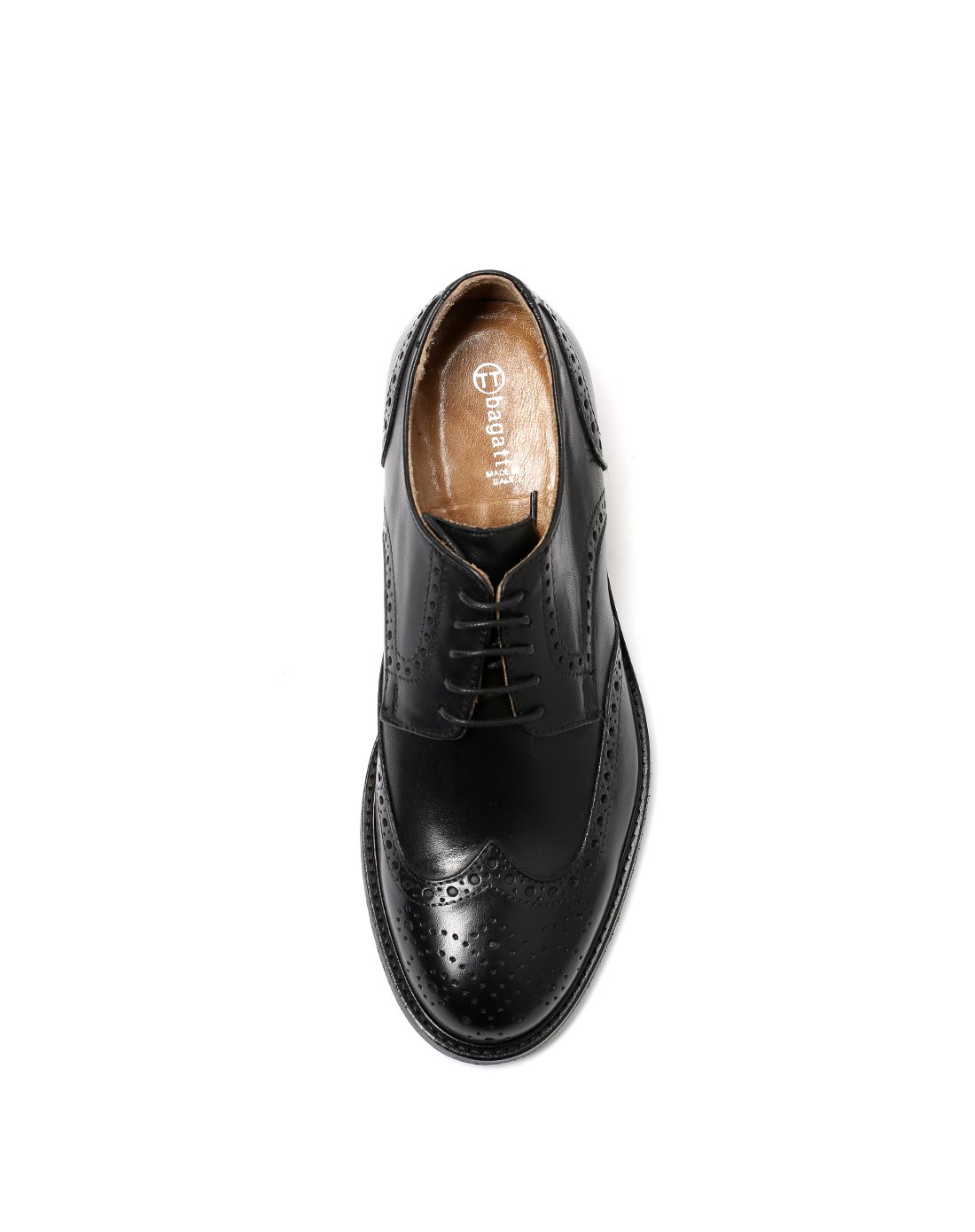 男士布洛克花纹绑带皮鞋黑色