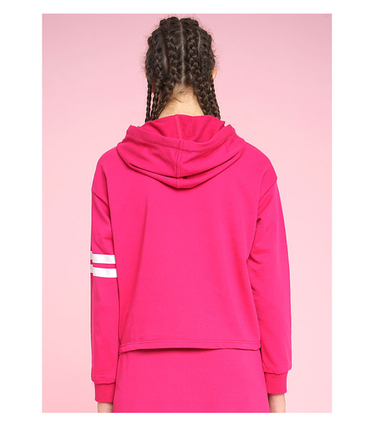 hello kitty女款运动服饰专场左袖织带 女款连帽抽绳卫衣 宽松舒适玫