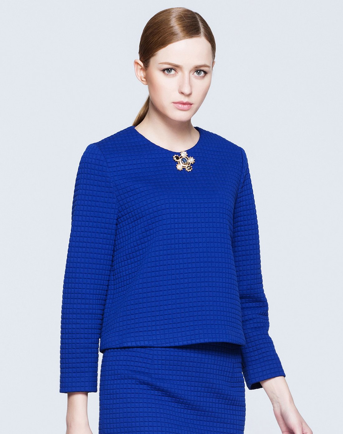 知性文艺长袖上衣兰色