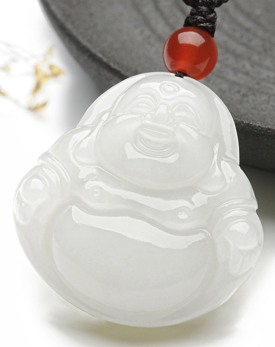 一品翠 天然和田玉和田白玉佛公吊坠白色